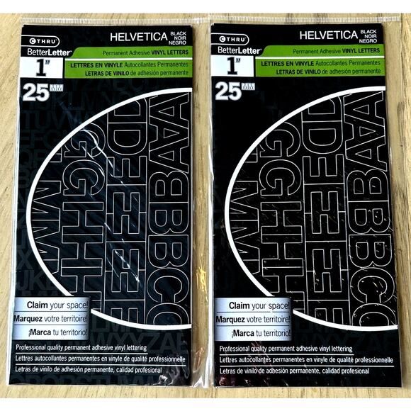 2- Permanent Adhesive Vinyl Letters BLACK Helvetica font 1” Projects Signs Lot 2 - Picture 1 of 8